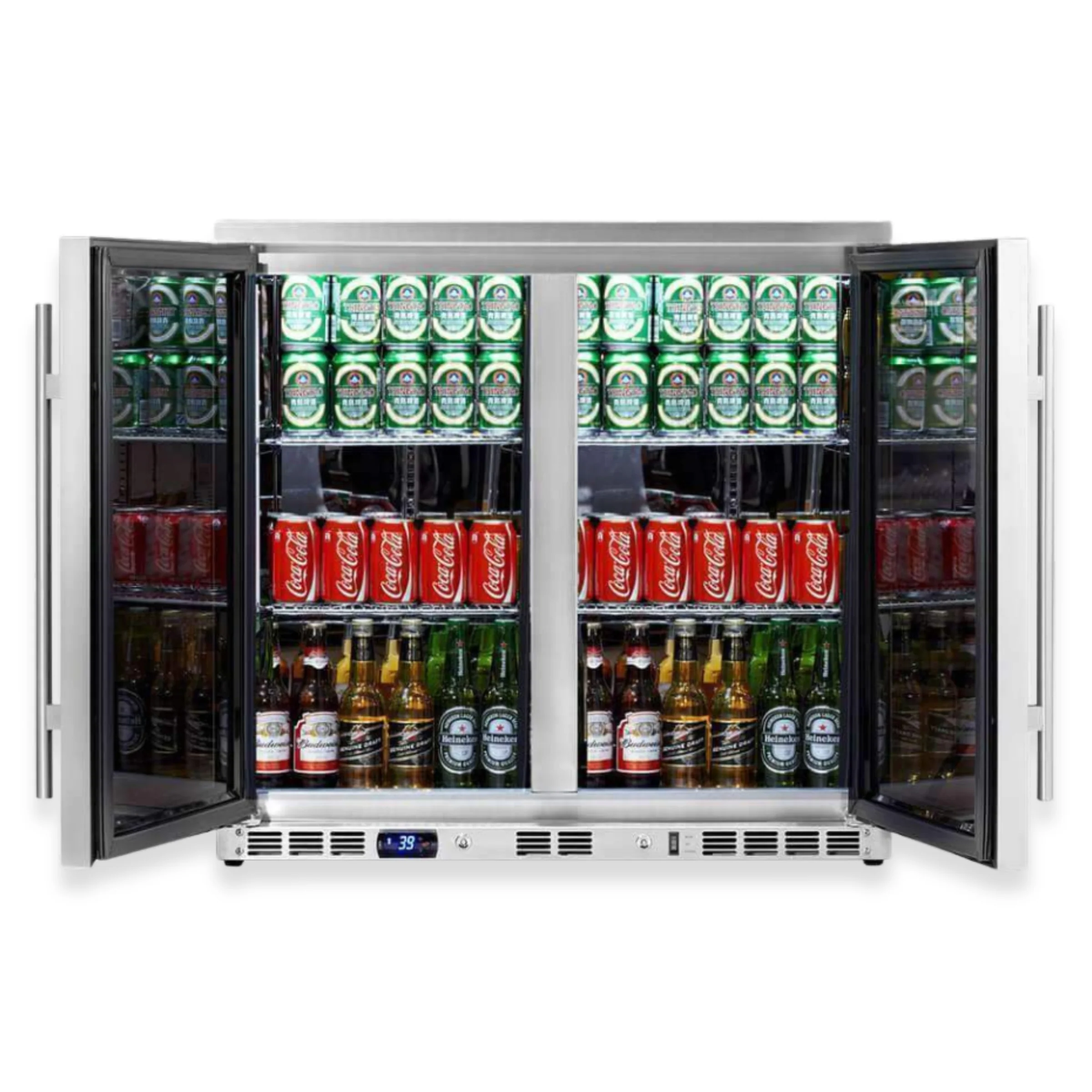 36-Inch Heating Glass Dual Door Built in Beverage Fridge