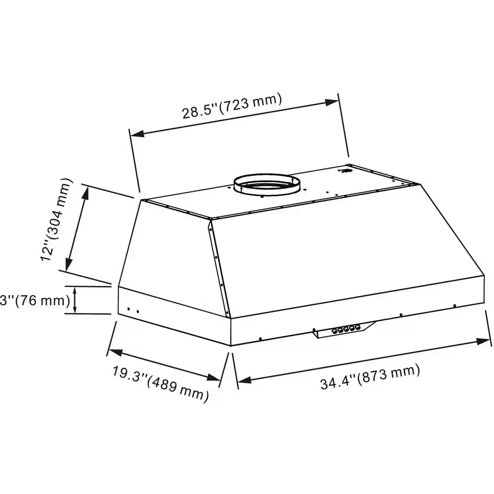 34 In. 600 CFM Ducted Insert/Built-In Range Hood in Stainless Steel with Baffle Filters LED Lights