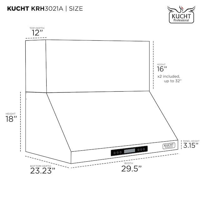 Kucht Professional 30 in. Wall Mounted Range Hood 900CFM KRH3021A - image 7