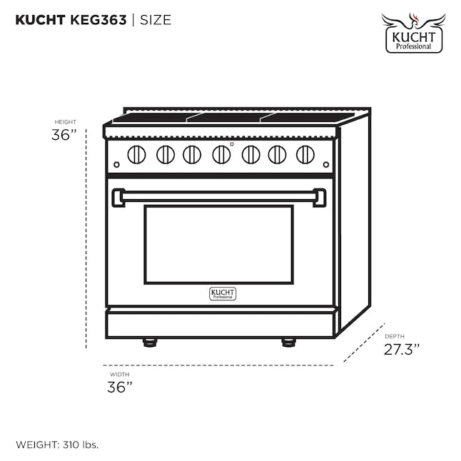 Kucht Gemstone Professional 36 in. 5.2 cu. ft. Natural Gas Range with Sealed Burners and Convection Oven KEG363 - image 16