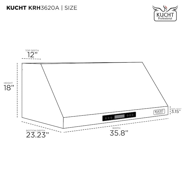 Kucht Pro Style 36 in. 900 CFM Under Cabinet Range Hood, Stainless Steel KRH3620A - image 4