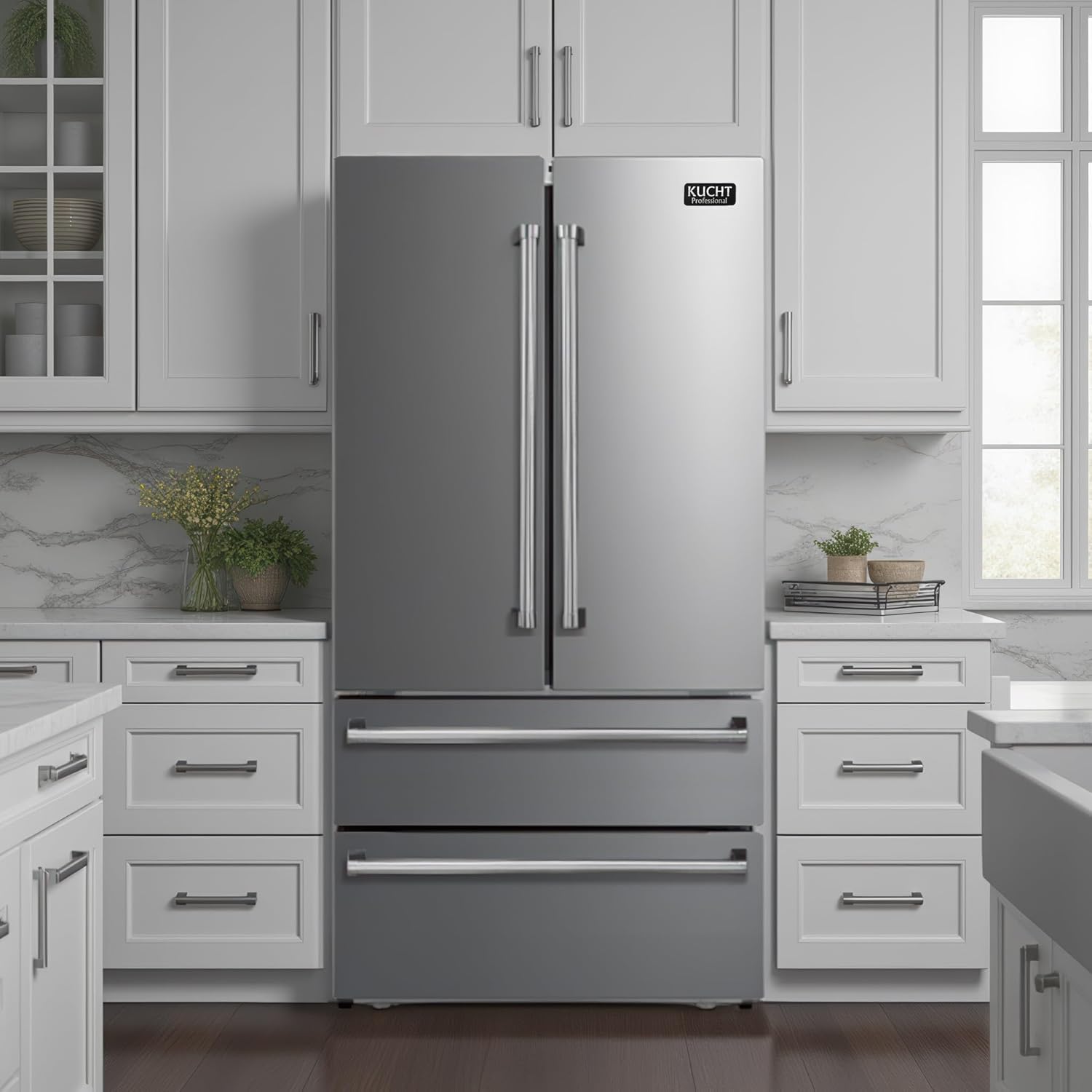 Kucht Professional 36 in. 22.5 cu. ft. Counter Depth Freestanding French Door Refrigerator KR700I - image 2