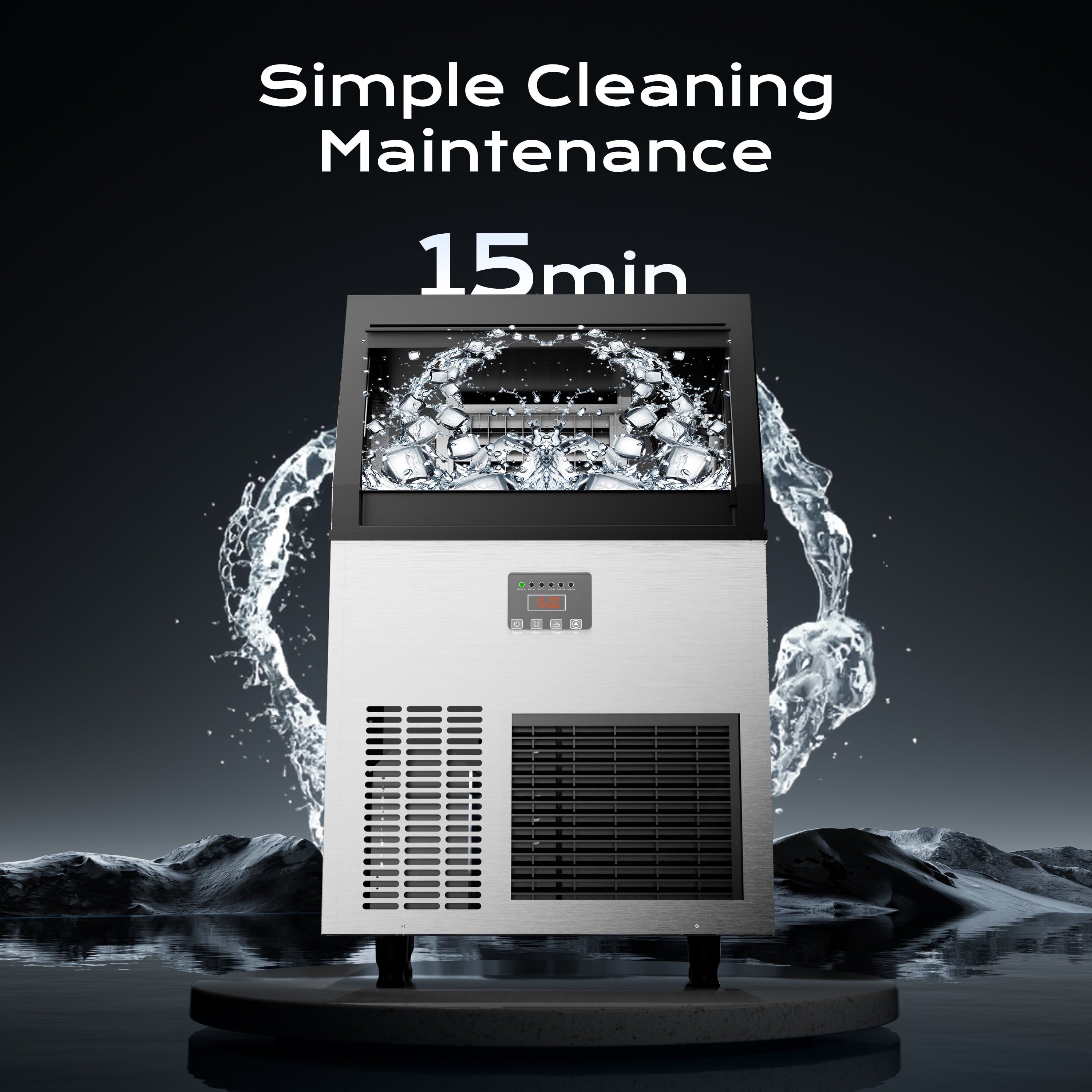 200Lbs/24H Commercial Ice Maker Machine with 50Lbs Ice Storage, Stainless Steel under Counter Ice Machine, Air Cooled, 115V