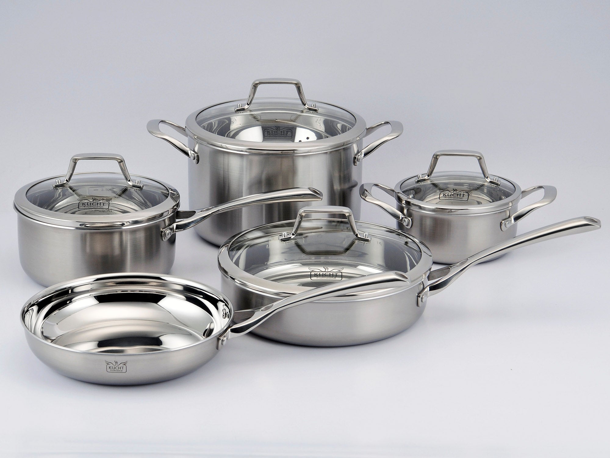 Kucht Culinary Professional 3-Ply Stainless Steel 10-Piece Cookware Set K16020 - image 2