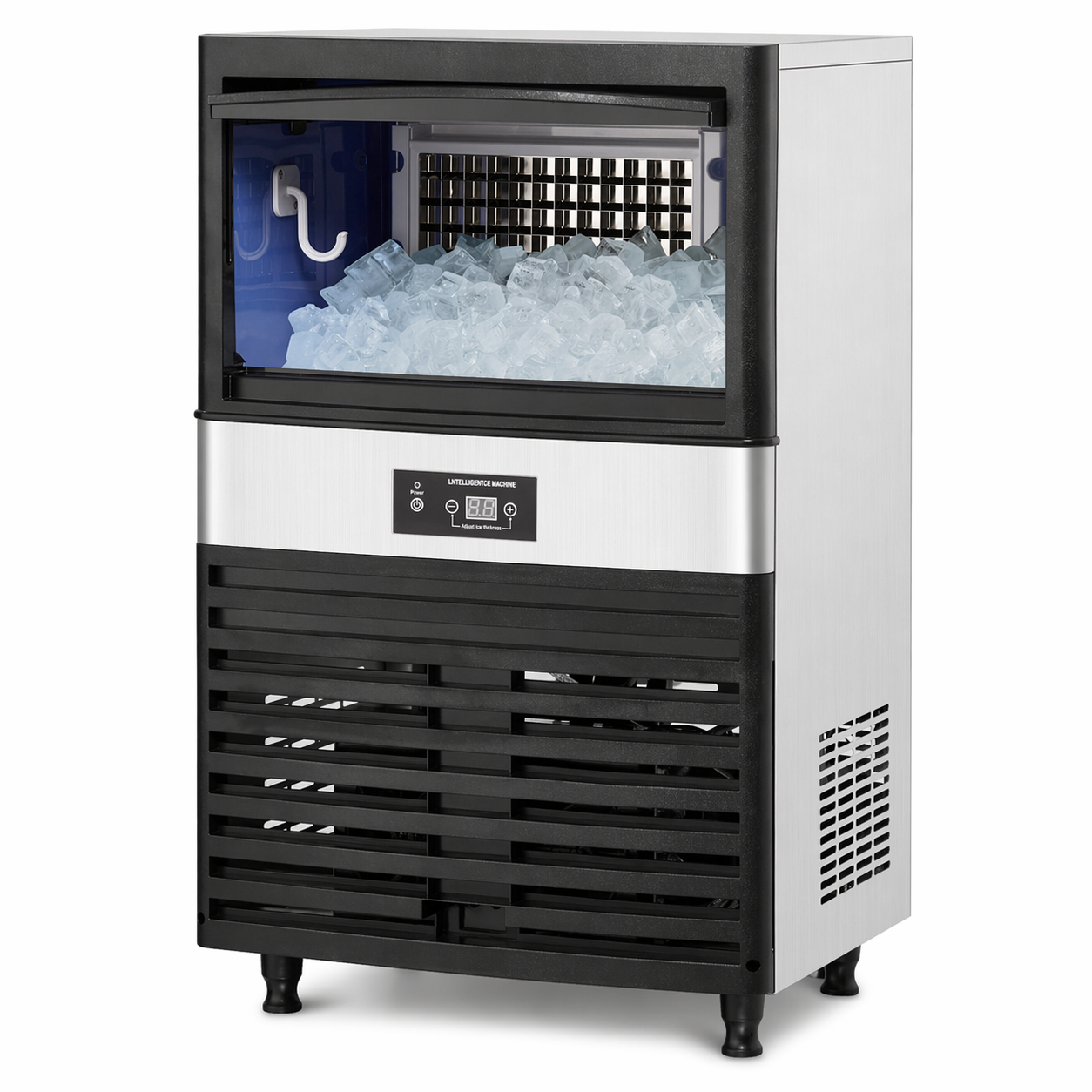 Commercial Ice Maker 90Lbs/24H with 33Lbs Storage, Full Stainless Steel under Counter Ice Machine for Party/Bar/Home/Office