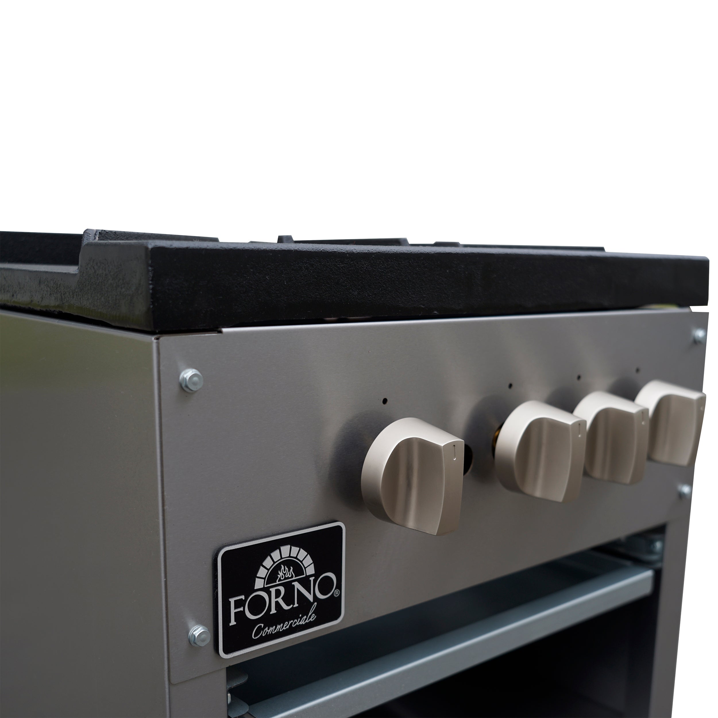 Forno Commerciale gas stock pot range, 2 powerful 3-ring burners, 160,000 BTU, durable stainless steel, heavy-duty cast iron grates