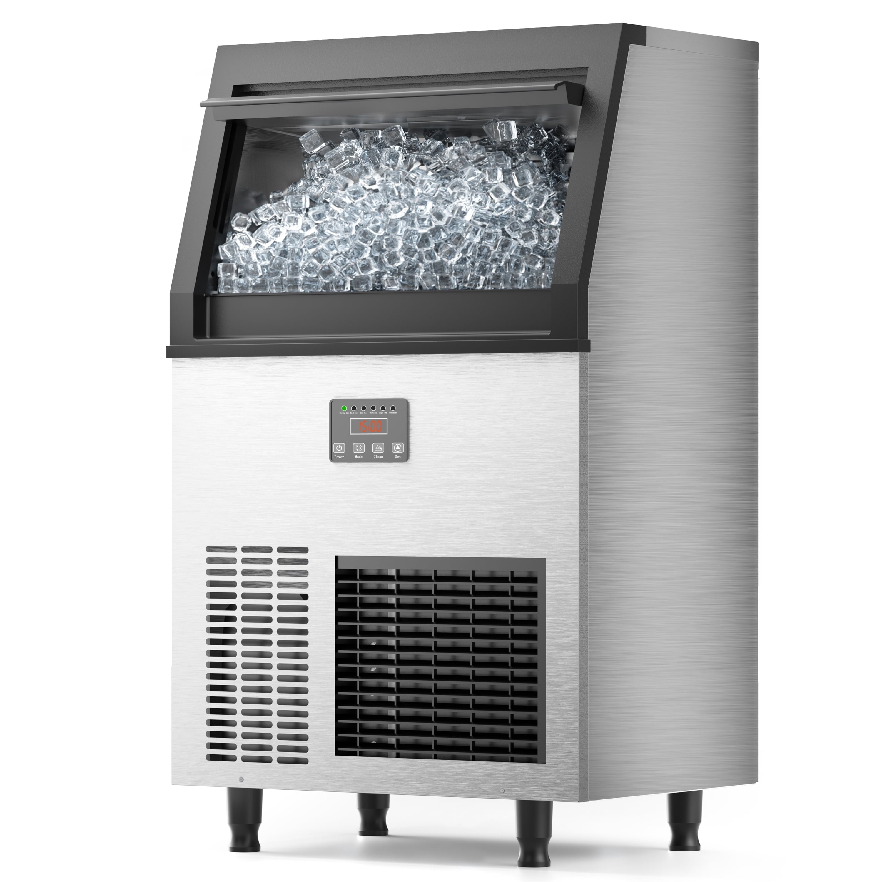 200Lbs/24H Commercial Ice Maker Machine with 50Lbs Ice Storage, Stainless Steel under Counter Ice Machine, Air Cooled, 115V