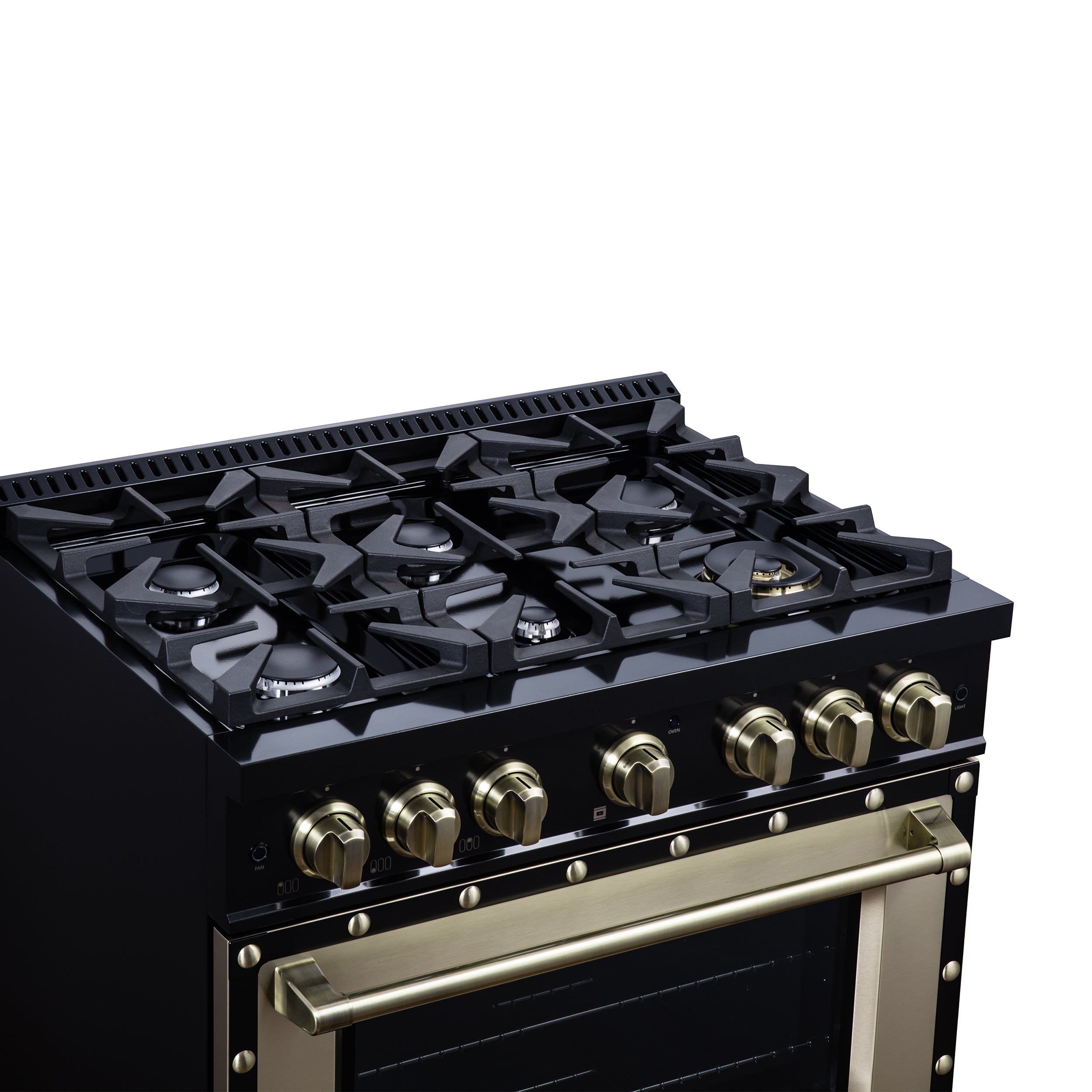 Valente 36" Dual Fuel Range in Black, 6 Sealed Burners, 71 000 BTU Cooktop Output , 5.2 Cu.Ft. convection Oven, Telescopic Racks