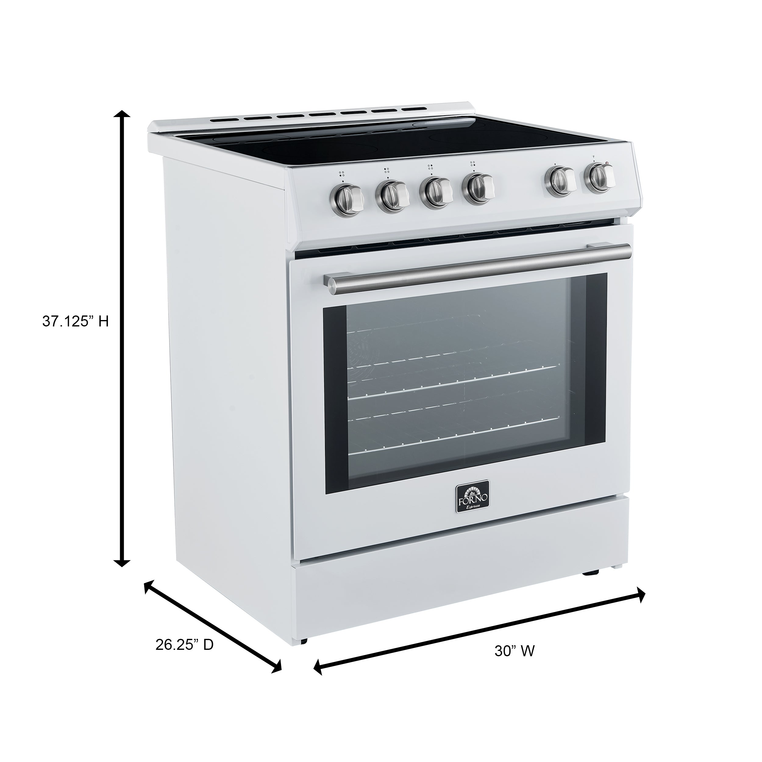 FORNO Premium 2 Pieces Kitchen Bundle - Forno Leonardo Espresso 30-Inch Slide-In White Induction Range, Forno Gallipoli Espresso 30-Inch White French Door Refrigerator - FBDL-014-10CAUS