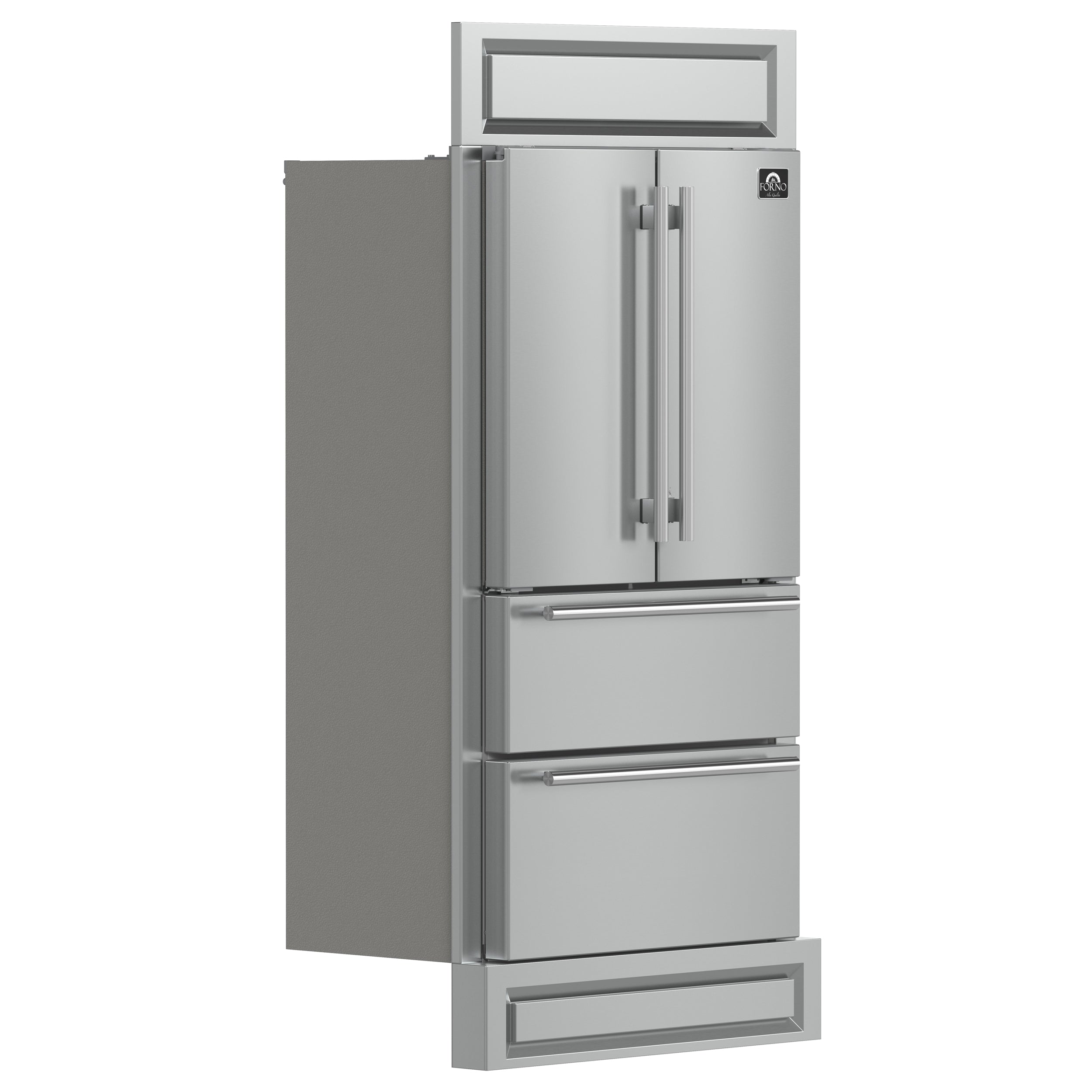 Forno Moena 40-Inch French Door Refrigerator, Stainless Steel, 19.2 cu.ft, Modern Decorative Grill, ENERGY STAR Certified