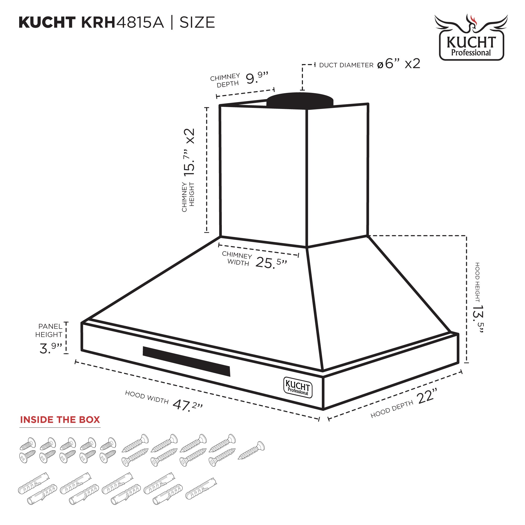 Kucht Professional 48 in. Wall Mounted Range Hood 1200CFM KRH4815 - image 4