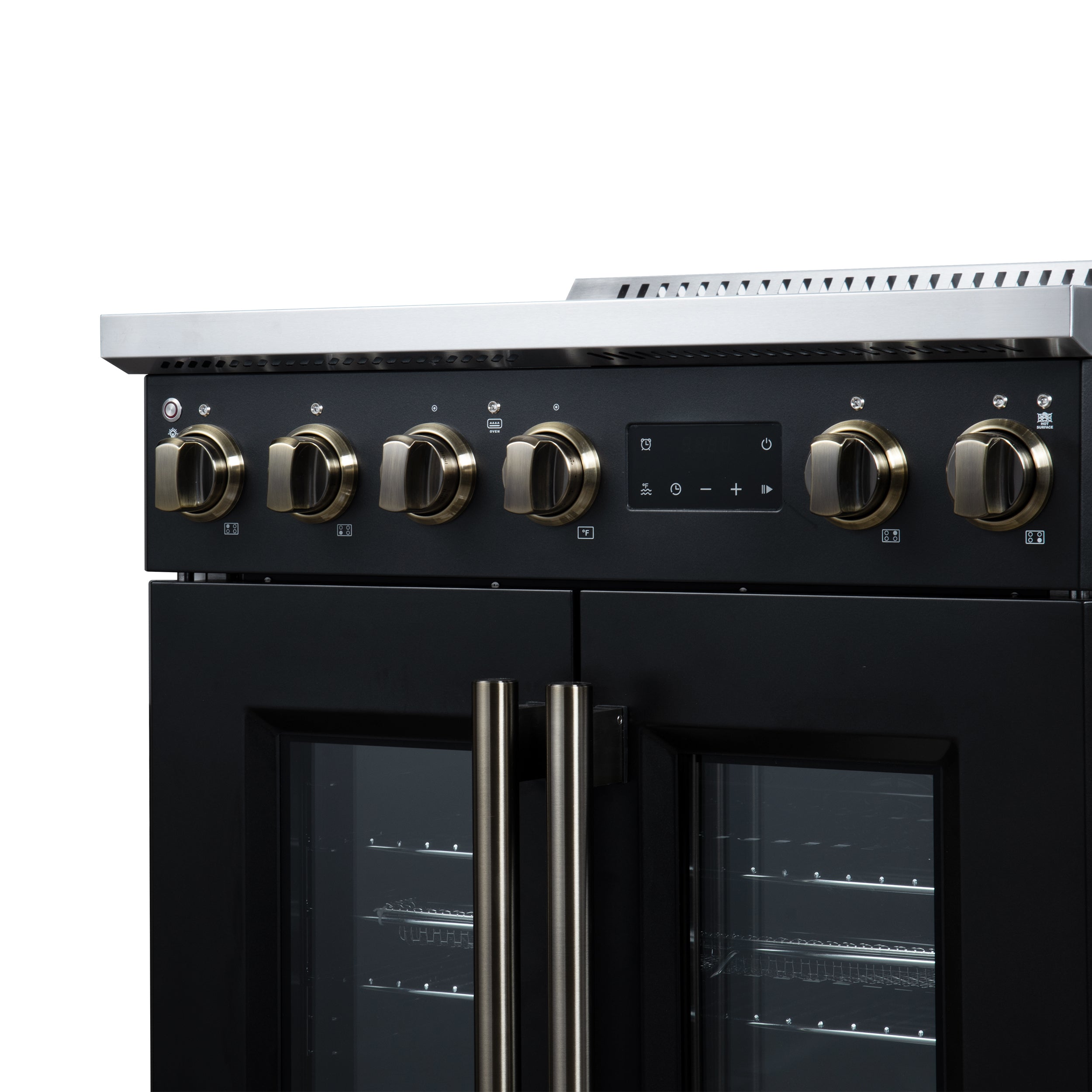 Torino French Door 30 Inch Induction Range with Air Fryer, Air Sous Vide & True Convection, Dual Broiler, Black