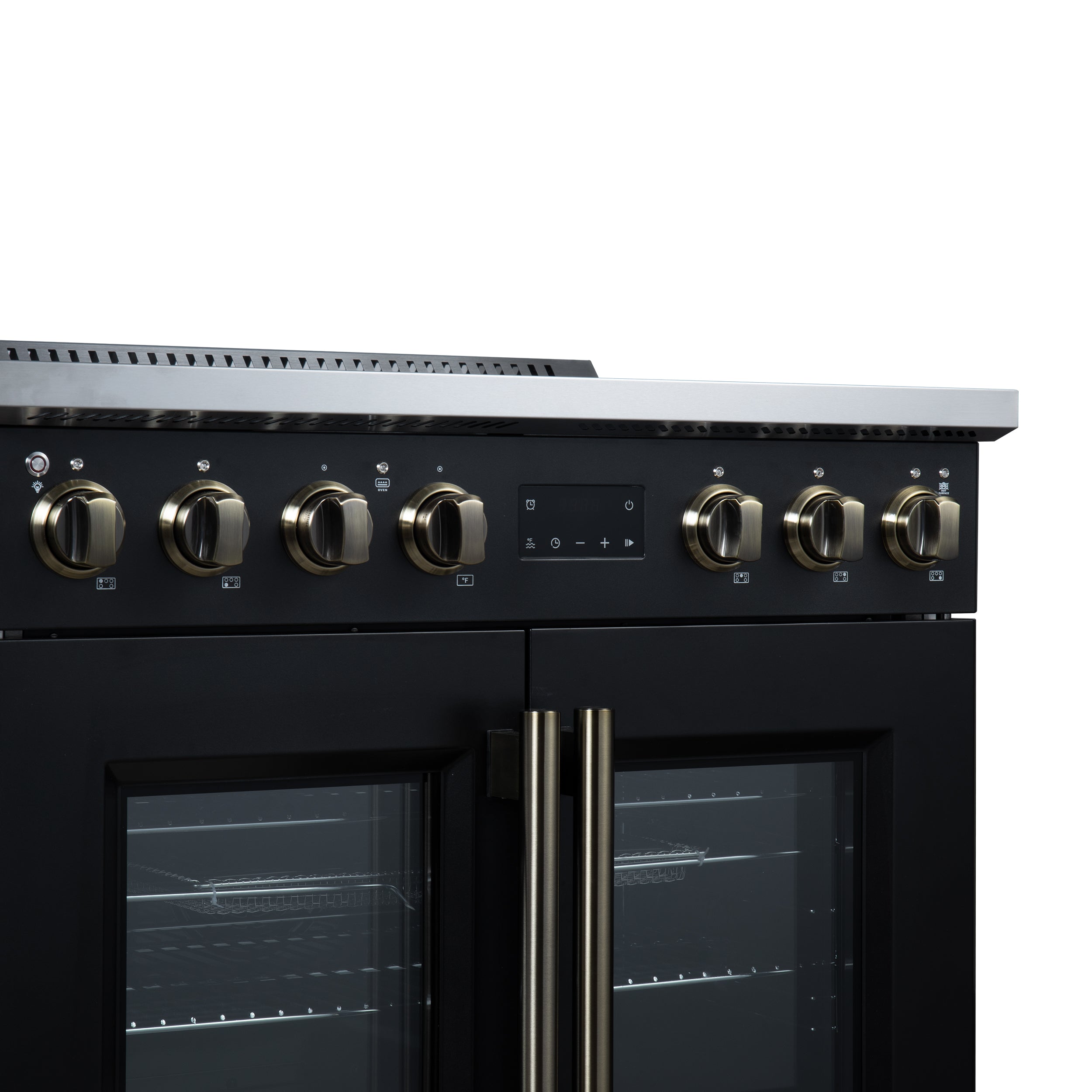 Torino French Door 36 Inch Induction Range with Air Fryer, Air Sous Vide & True Convection, Dual Broiler, Black