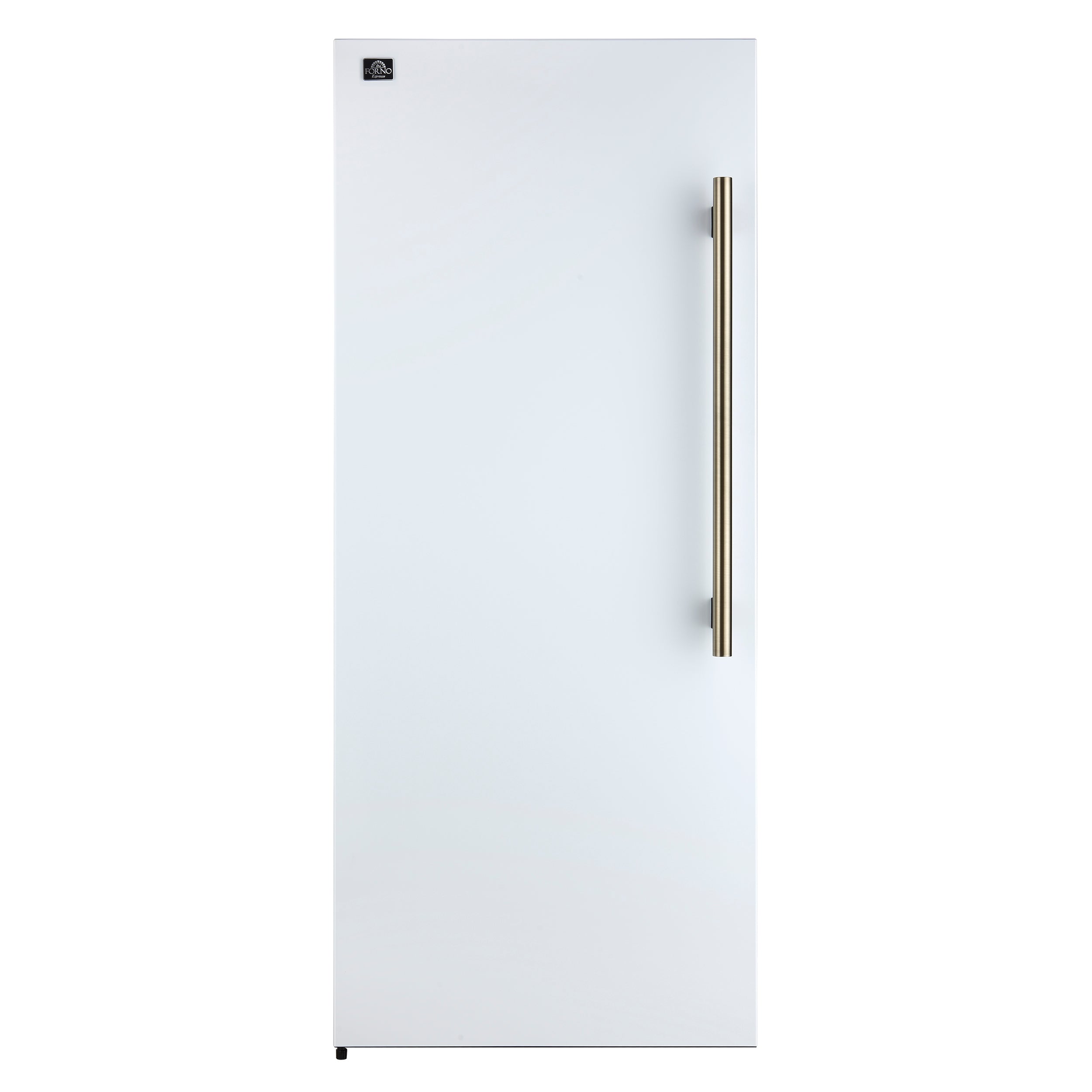 Forno Maderno 28-Inch Convertible Upright Freezer/Refrigerator in White with Antique Brass Handle, 13.6 cu.ft., Left Swing