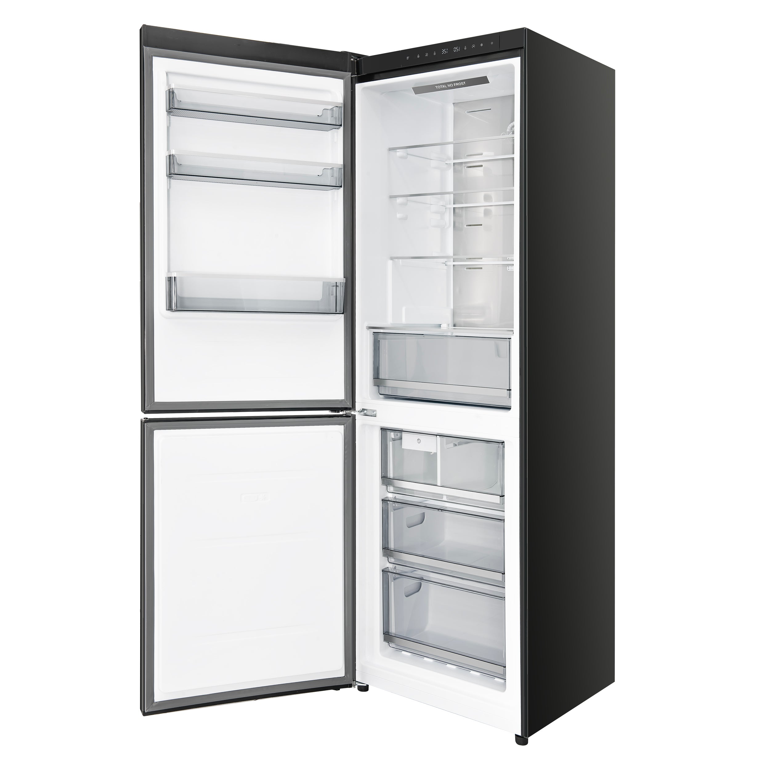 Custodia 24" Bottom Freezer, 10.3 cf., Left Swing, Ice Maker, Total No frost, Black, Antique Brass handles