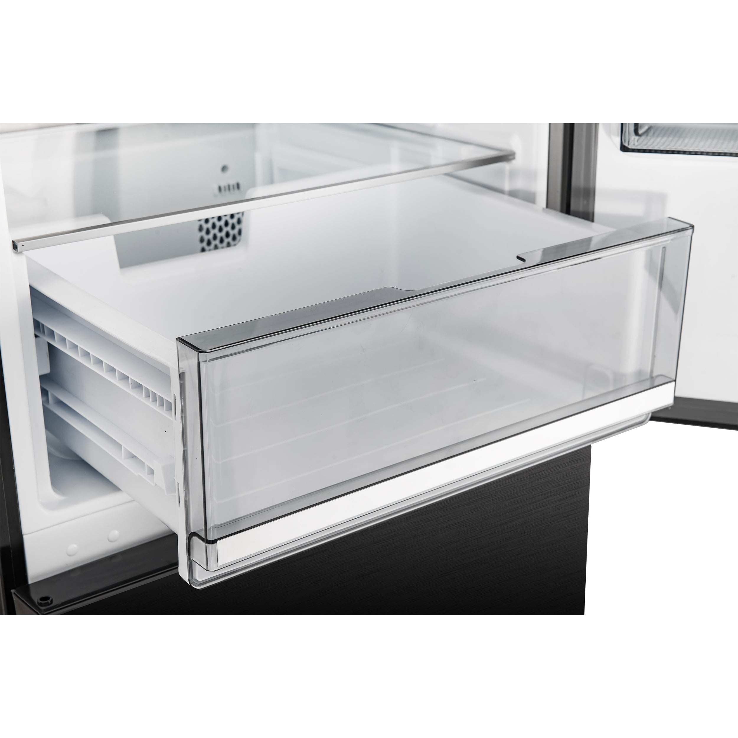 Custodia 24" Bottom Freezer, 10.3 cf., Right Swing, Total No frost, Black, Antique Brass handles