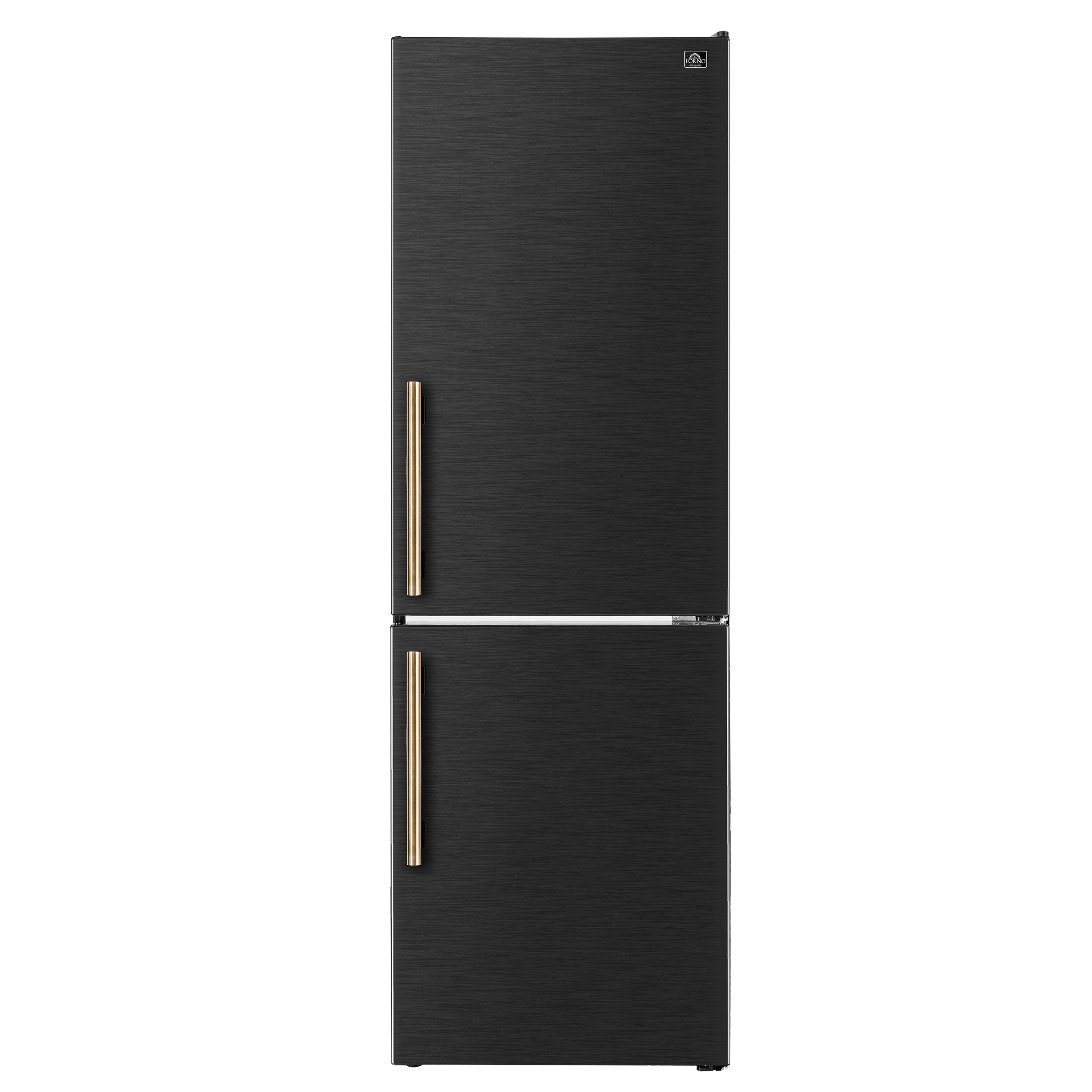 Custodia 24" Bottom Freezer, 10.3 cf., Right Swing, Total No frost, Black, Antique Brass handles