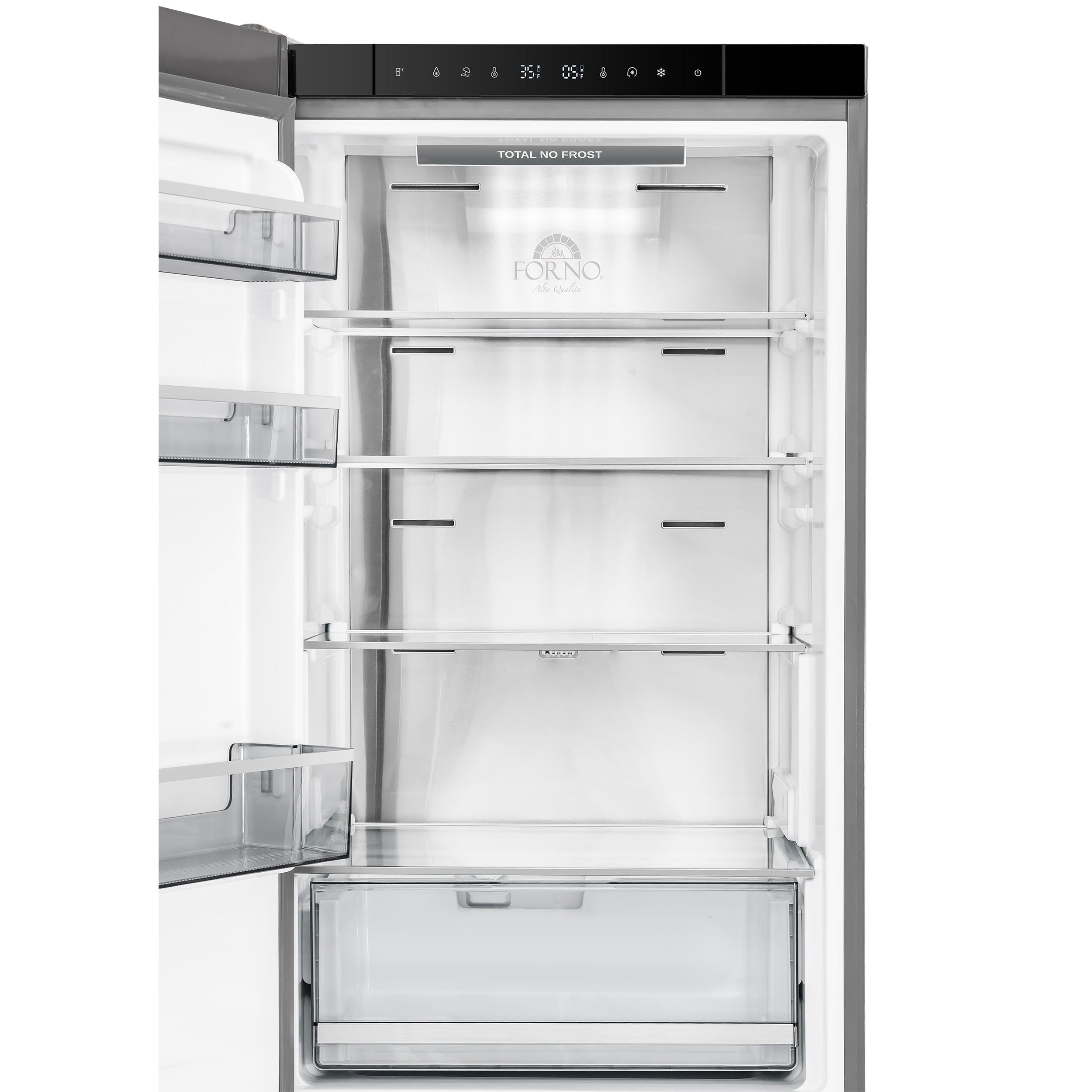 Custodia 24" Bottom Freezer, 10.3 cf., Left Swing, Ice Maker, Total No frost, Stainless Steel handles