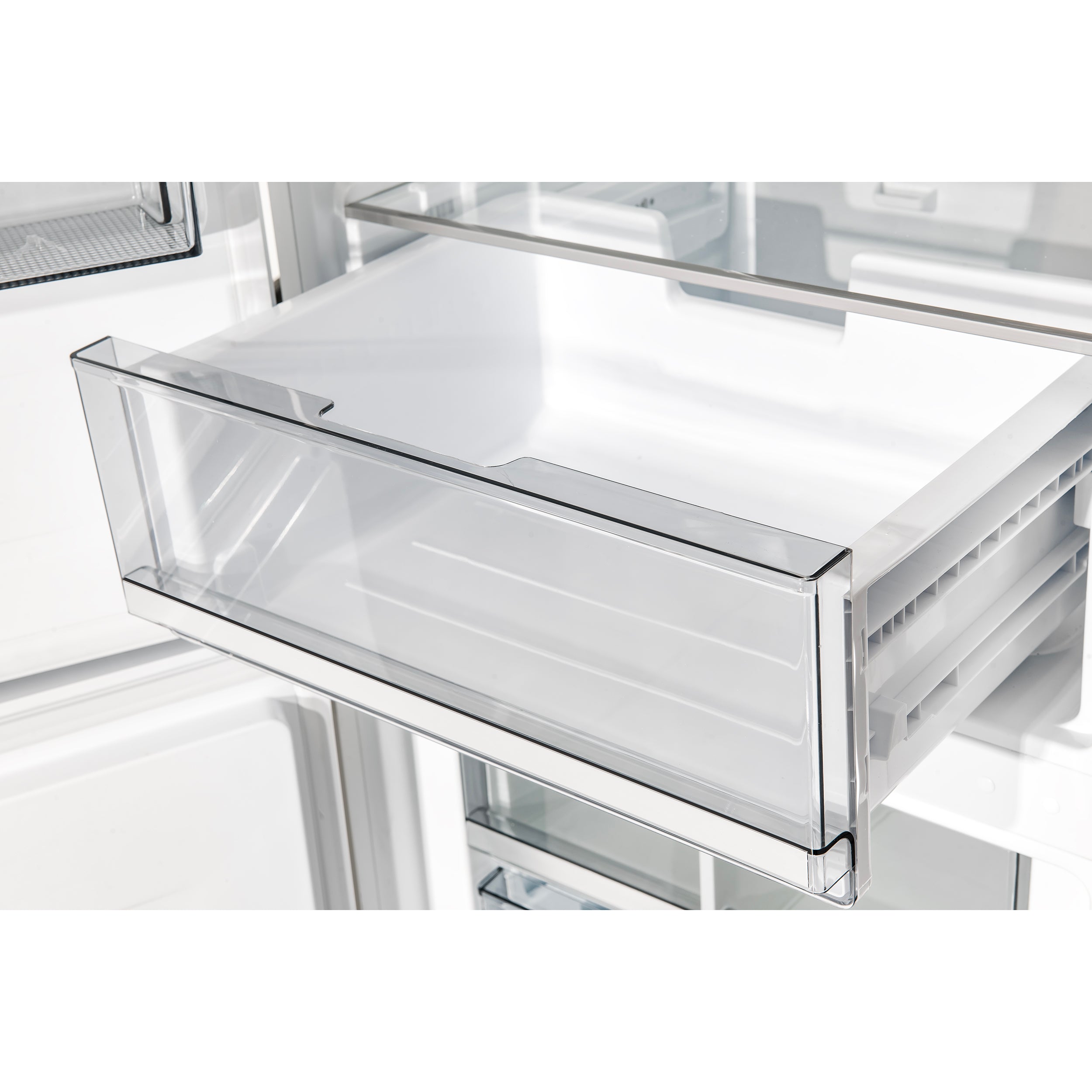 Custodia 48" Bottom Freezer combo, 20.6 cf., Ice Maker, Total No frost, White, Antique Brass handles