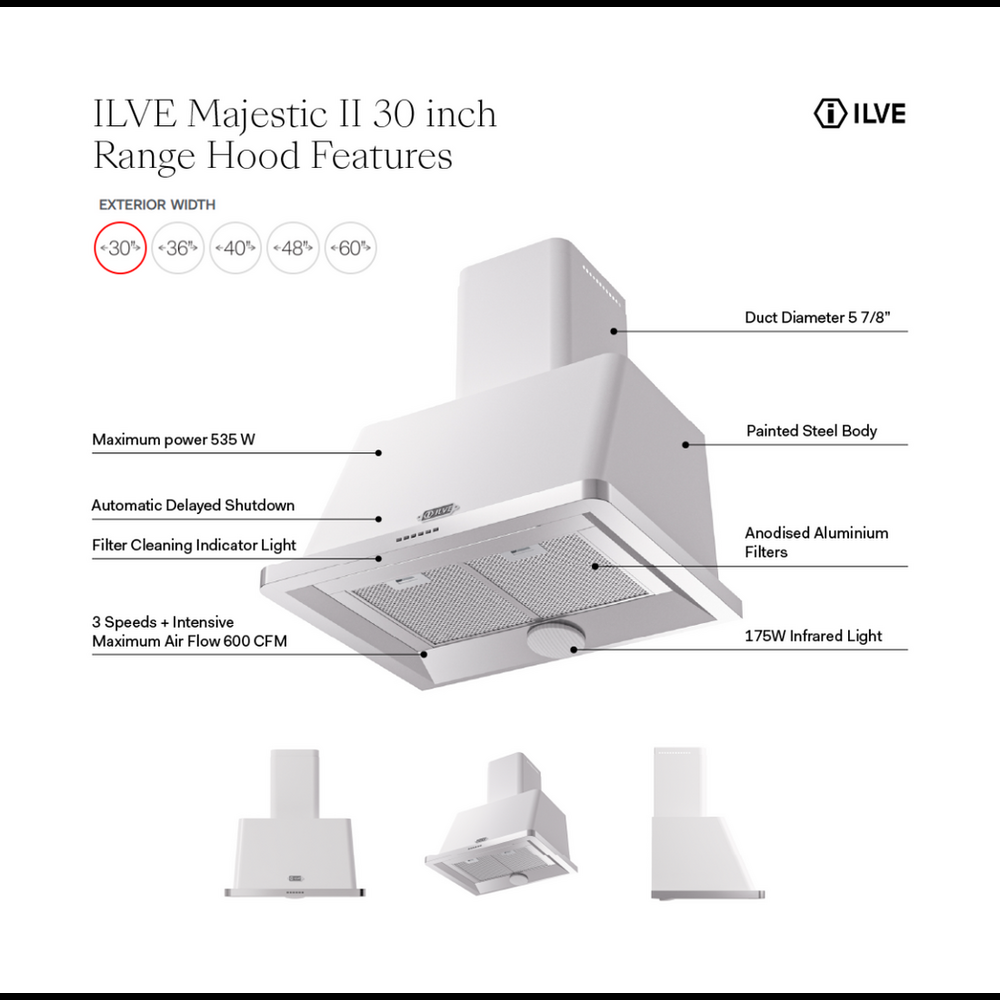 ILVE Majestic II 30 inch Range Hood with 600 CFM - image 10