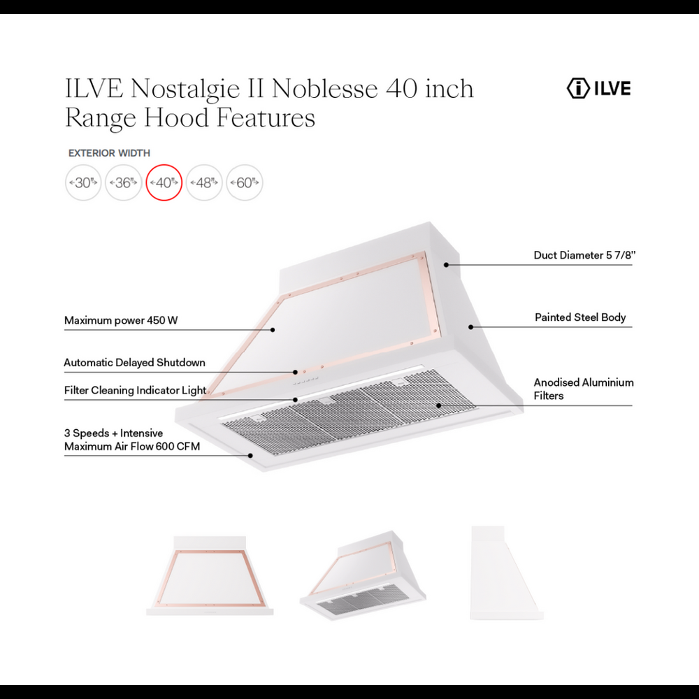 ILVE Nostalgie II Noblesse 40 inch Range Hood with 600 CFM - image 37