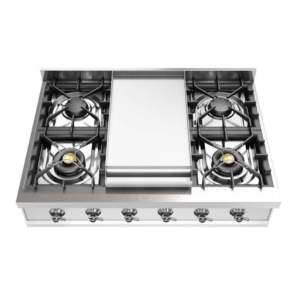 ILVE Nostalgie II 36 inch Built-In Gas Rangetop with 6 Burners and Griddle, in Stainless Steel - image 6