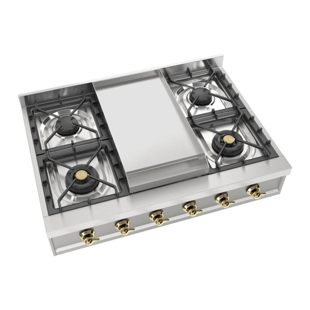 ILVE Nostalgie II 36 inch Built-In Gas Rangetop with 6 Burners and Griddle, in Stainless Steel - image 10