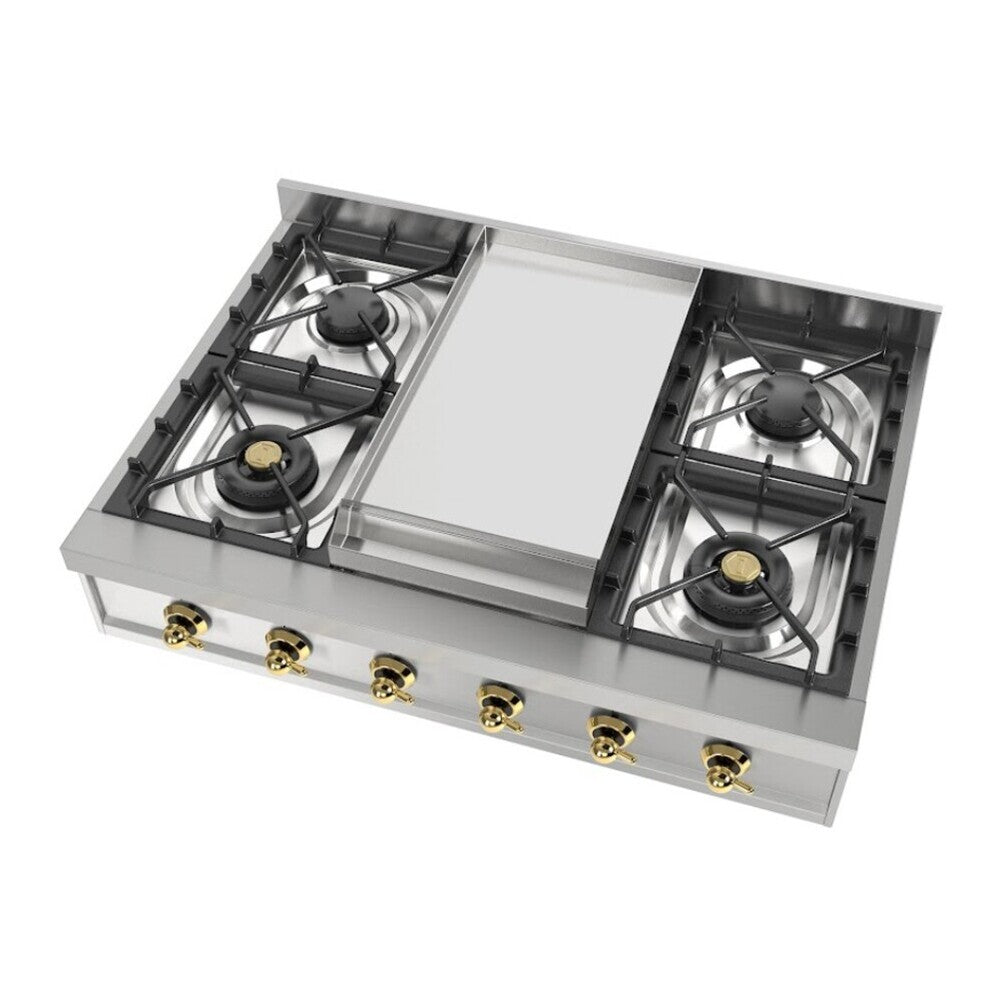 ILVE Nostalgie II 36 inch Built-In Gas Rangetop with 6 Burners and Griddle, in Stainless Steel - image 11
