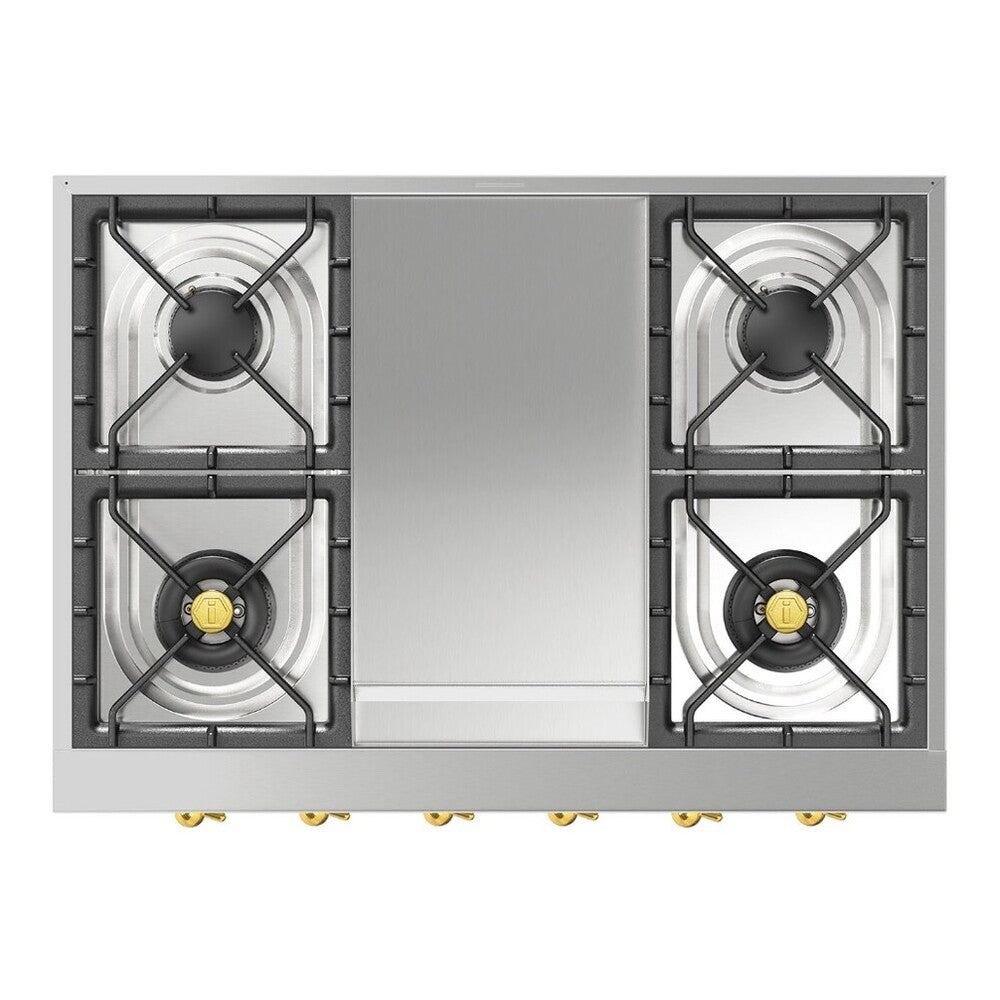 ILVE Nostalgie II 36 inch Built-In Gas Rangetop with 6 Burners and Griddle, in Stainless Steel - image 12