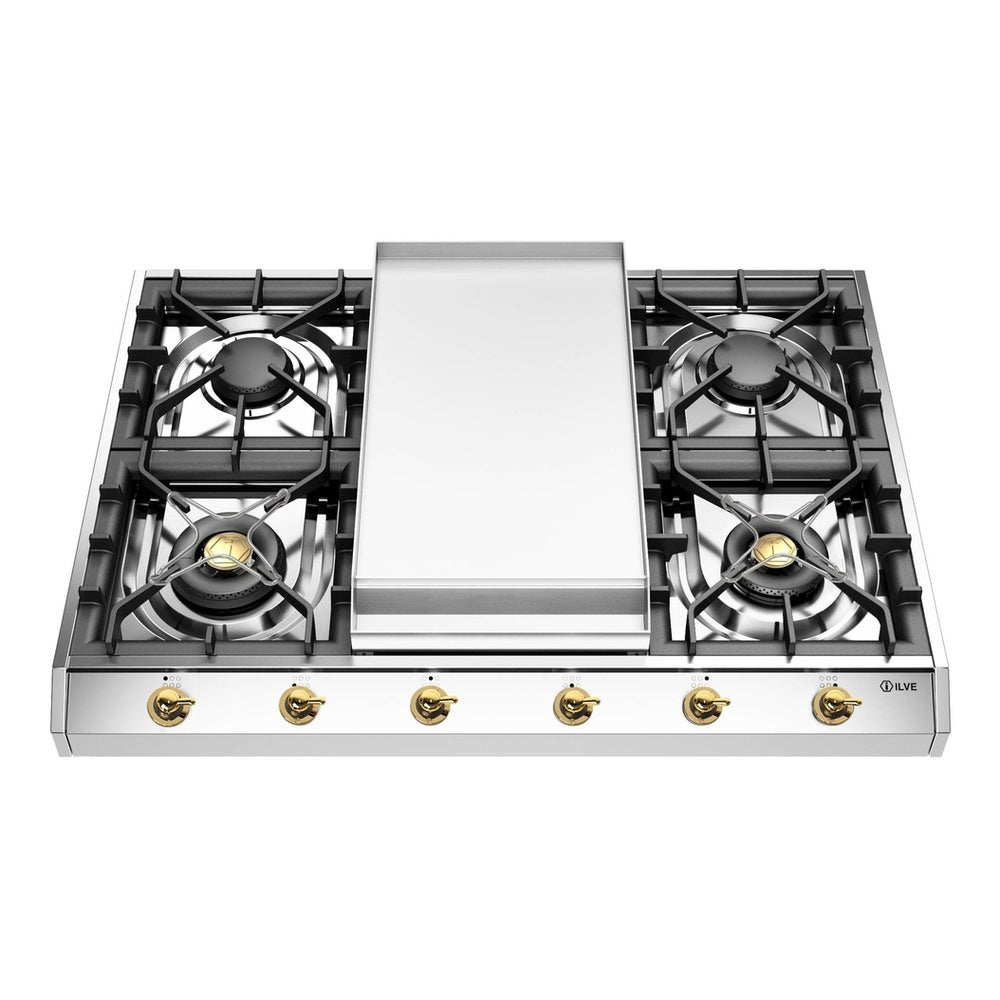 ILVE Nostalgie II 36 inch Gas Cooktop with Griddle, in Stainless Steel - image 4