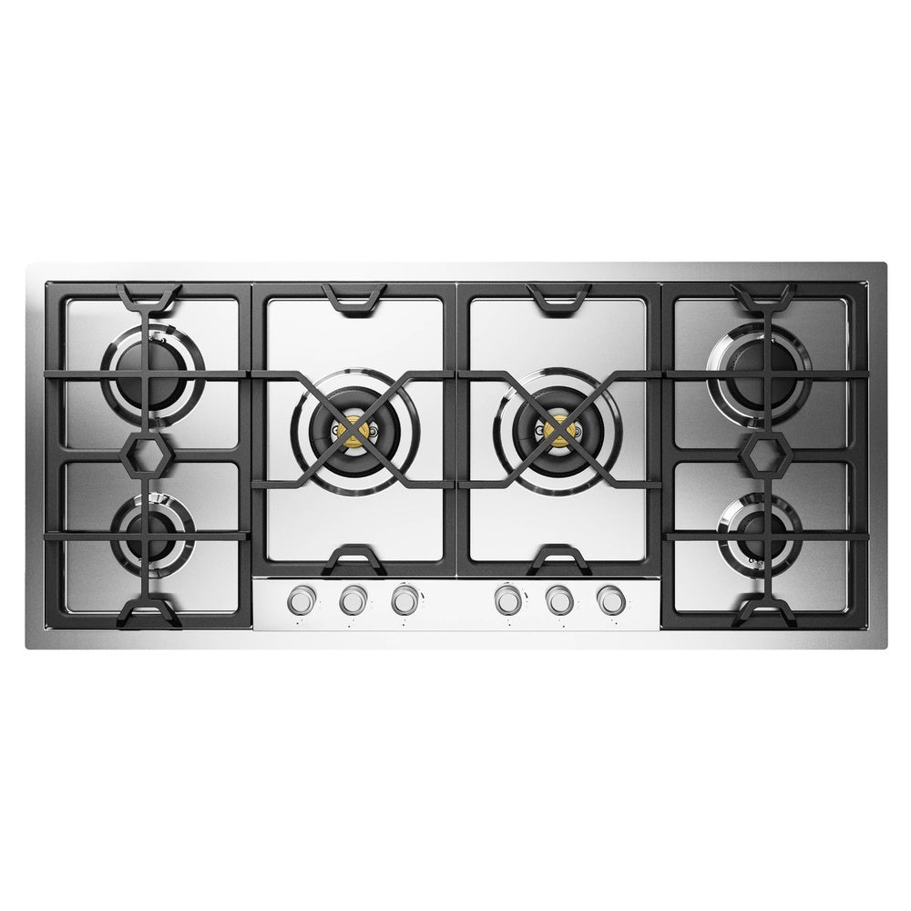 ILVE Panoramagic 48 inch Built-In Gas Cooktop with Total Black Brass Burners, in Stainless Steel - image 2