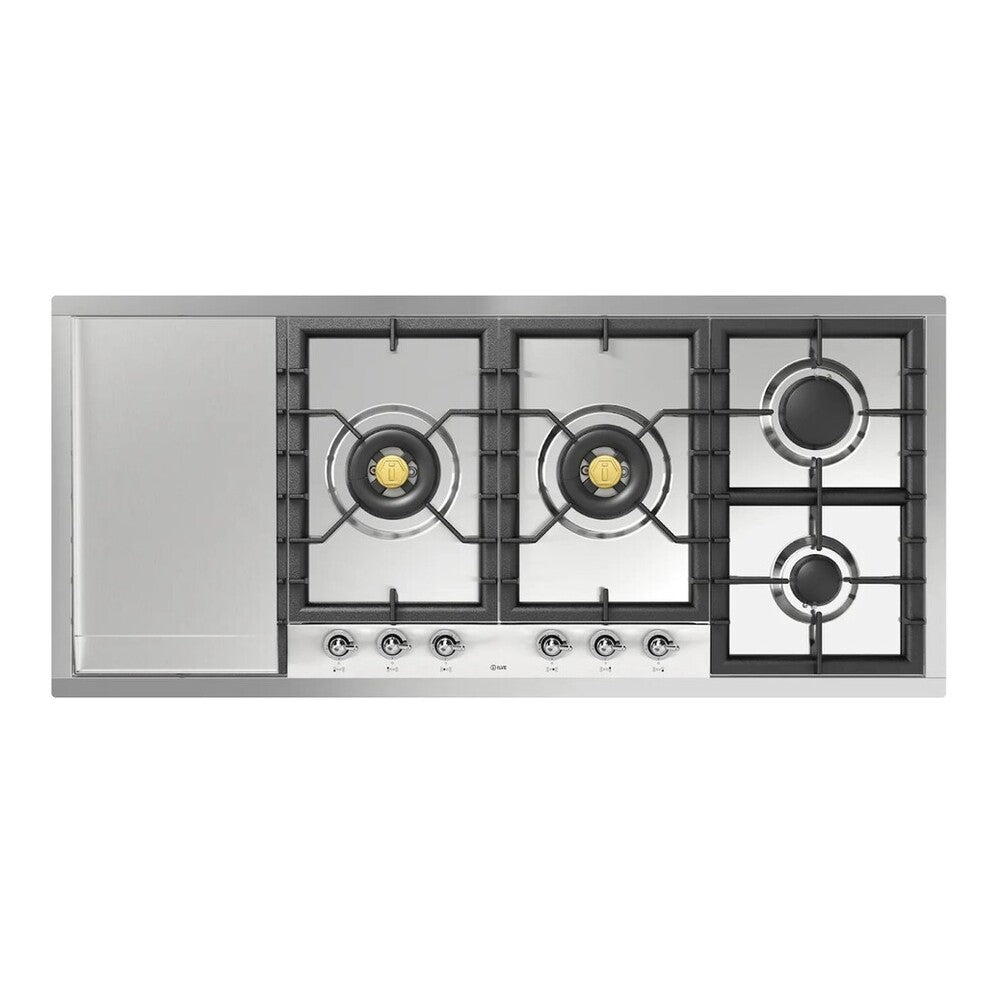ILVE Nostalgie II 48 inch Built-In Gas Cooktop with Total Black Brass Burners, in Stainless Steel - image 7