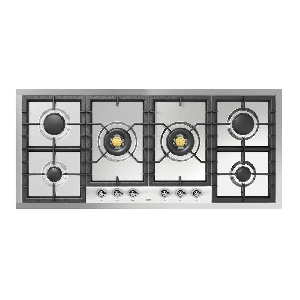 ILVE Nostalgie II 48 inch Built-In Gas Cooktop with Total Black Brass Burners, in Stainless Steel - image 6