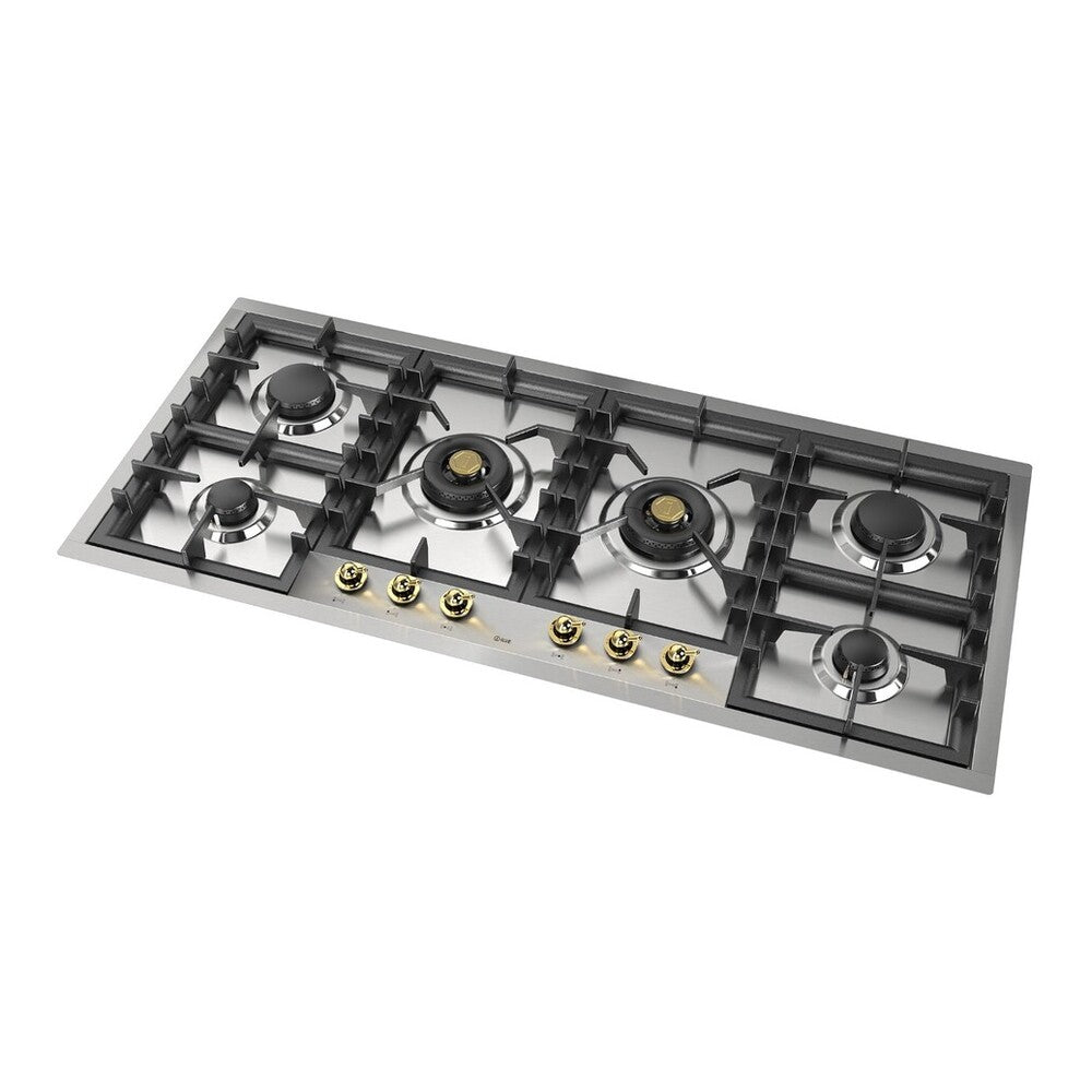 ILVE Nostalgie II 48 inch Built-In Gas Cooktop with Total Black Brass Burners, in Stainless Steel - image 11
