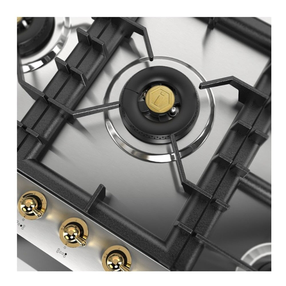 ILVE Nostalgie II 48 inch Built-In Gas Cooktop with Total Black Brass Burners, in Stainless Steel - image 14