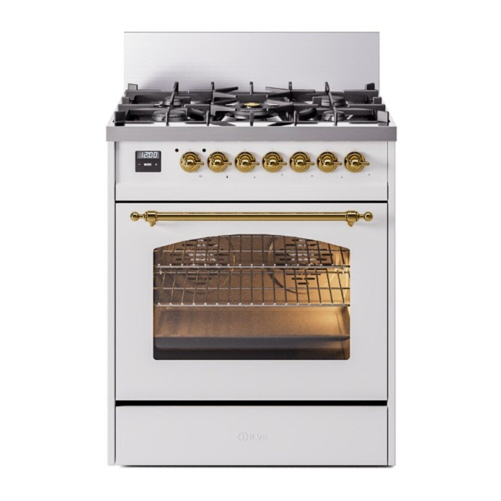 ILVE Nostalgie II 30" Dual Fuel Range - 5 Burners, 4.0 cu. ft. Oven - Triple Glass Door
