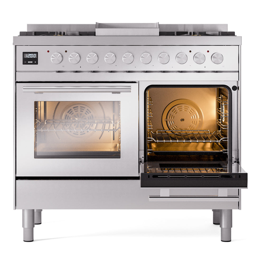 ILVE Professional Plus II 40" Dual Fuel Range - Double Ovens, 6 Burners + Griddle - Solid Door - image 5