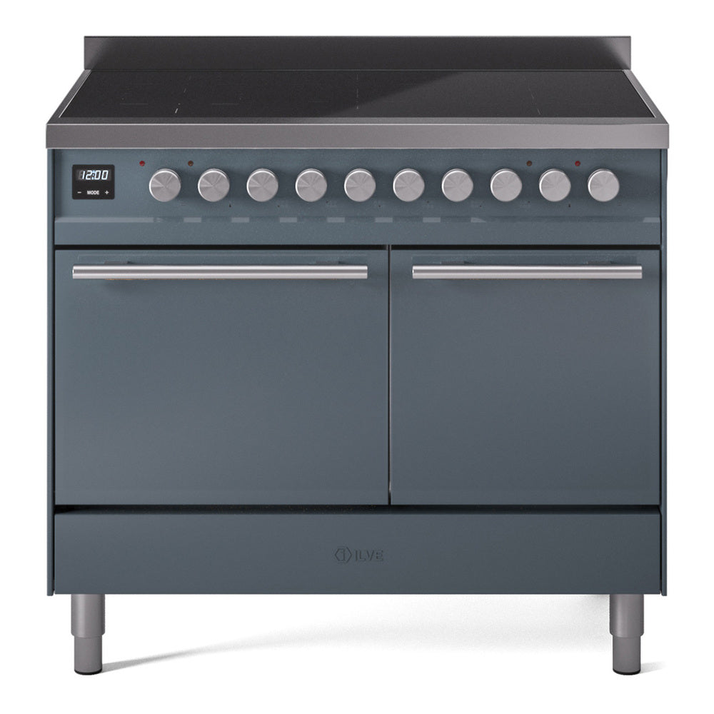 ILVE Professional Plus II 40" Induction Range - Double Ovens, 6-Element Induction - Solid Door - Blue Grey