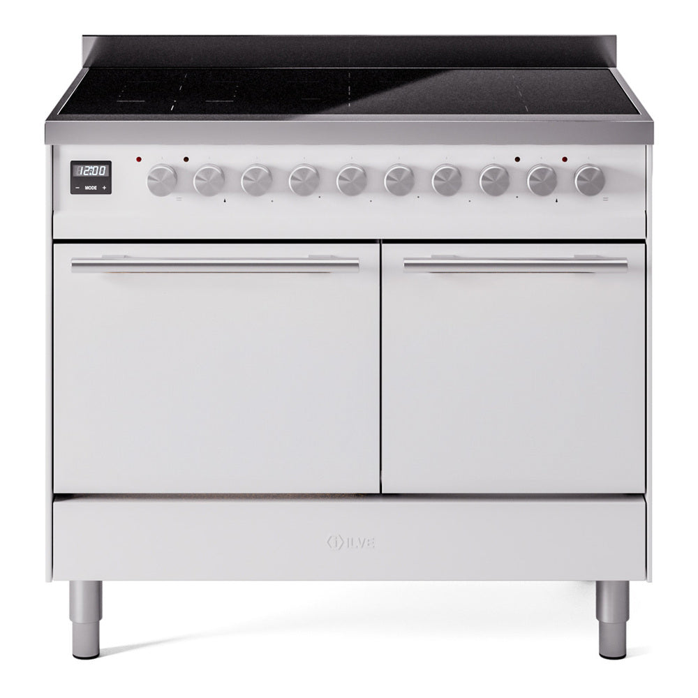 ILVE Professional Plus II 40" Induction Range - Double Ovens, 6-Element Induction - Solid Door - White