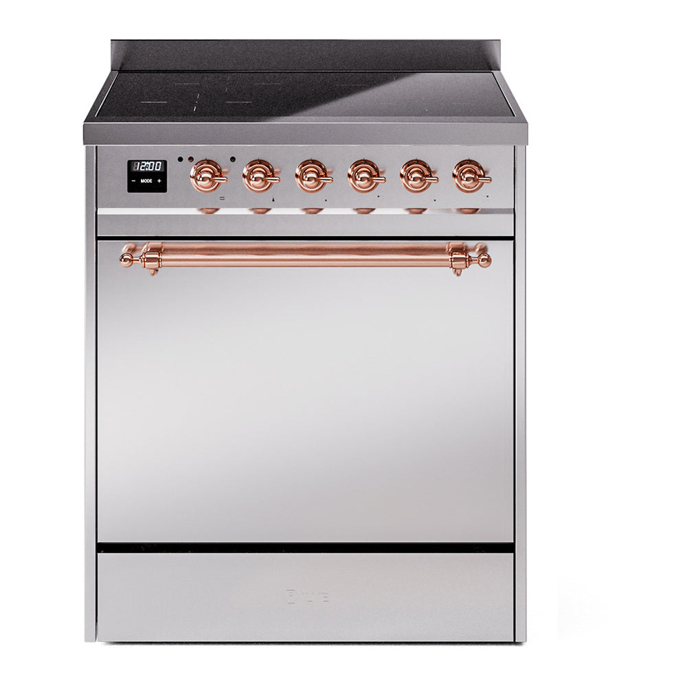 ILVE Nostalgie II 30" Induction Range - 4-Element Induction, 4.0 cu. ft. Oven - Solid Door - Stainless Steel / Copper