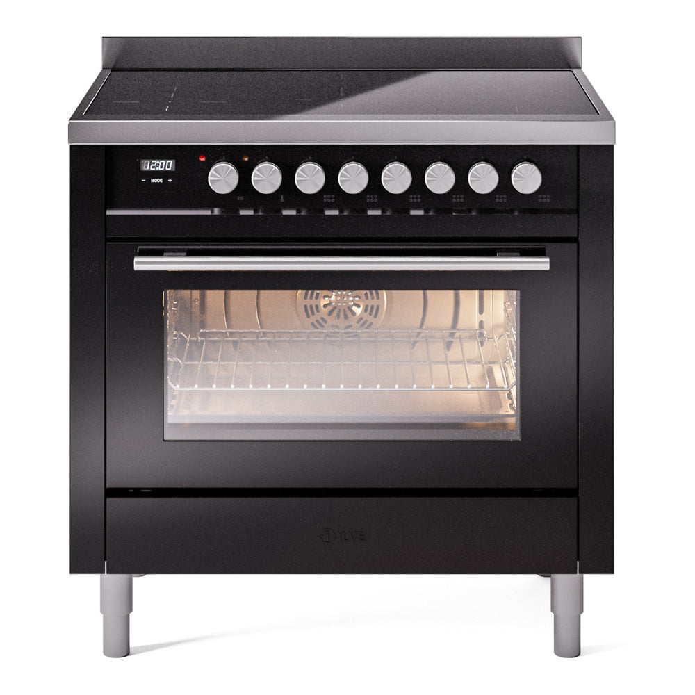 ILVE Professional Plus II 36" Induction Range - 6-Element Induction, 3.5 cu. ft. Oven - Triple Glass Door - Glossy Black