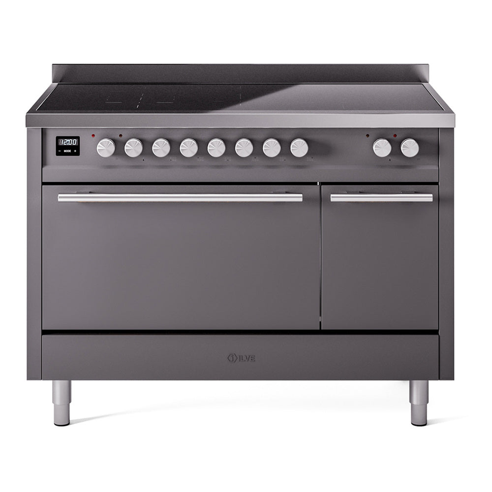 ILVE Professional Plus II 48" Induction Range - Double Ovens, 6-Element Induction - Solid Door - Graphite Matte