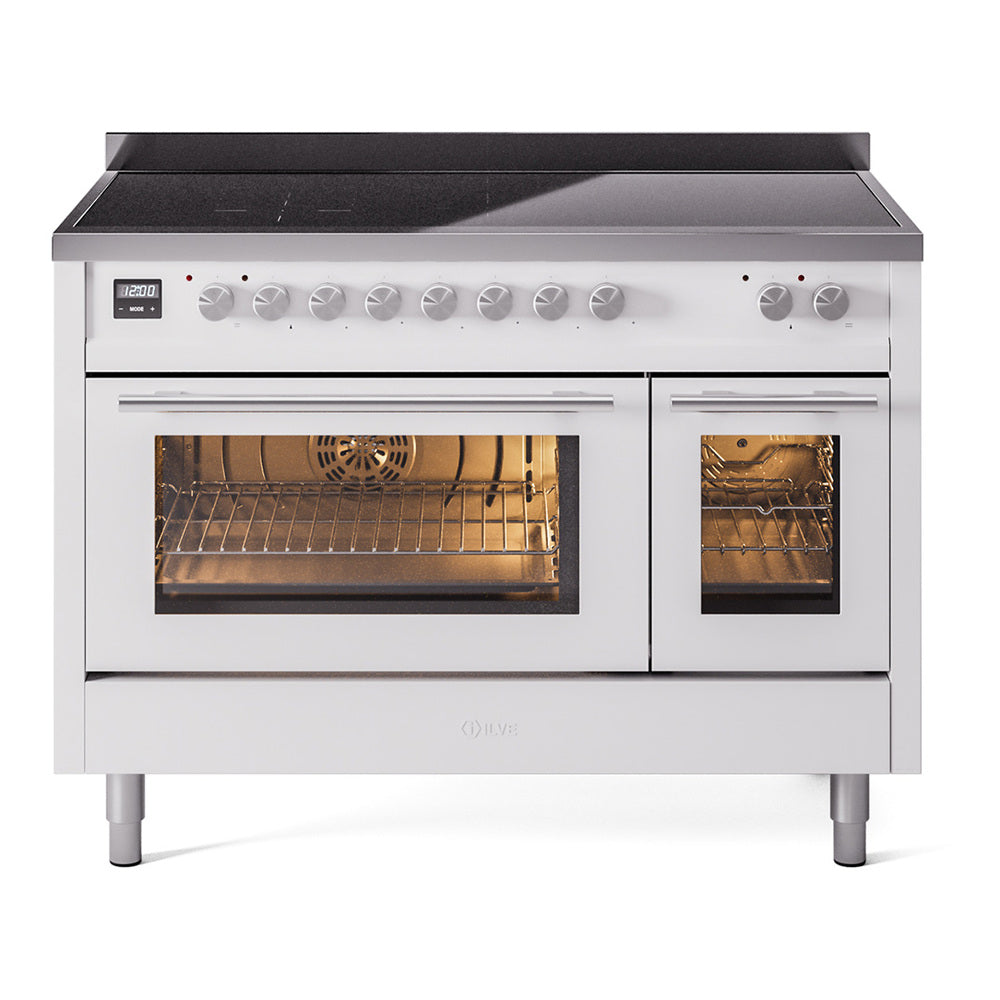 ILVE Professional Plus II 48" Induction Range - Double Ovens, 6-Element Induction - Triple Glass Door - White