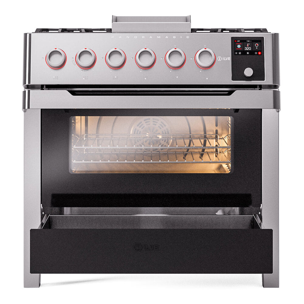 ILVE Panoramagic 36" Dual Fuel Range - 6 Burners + Griddle - image 4