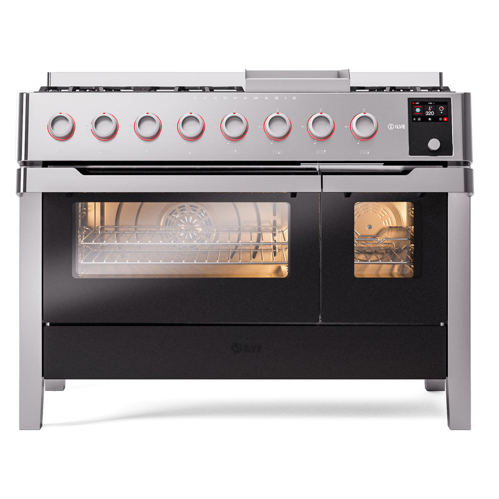 ILVE Panoramagic 48" Dual Fuel Range - 8 Burners + Griddle, Double Ovens - image 6