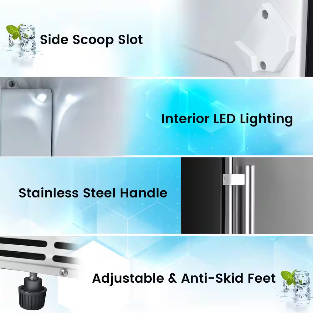 15 In. 80 Lb. Built-In Ice Maker Free-Standing/Under Counter Machine in Silver