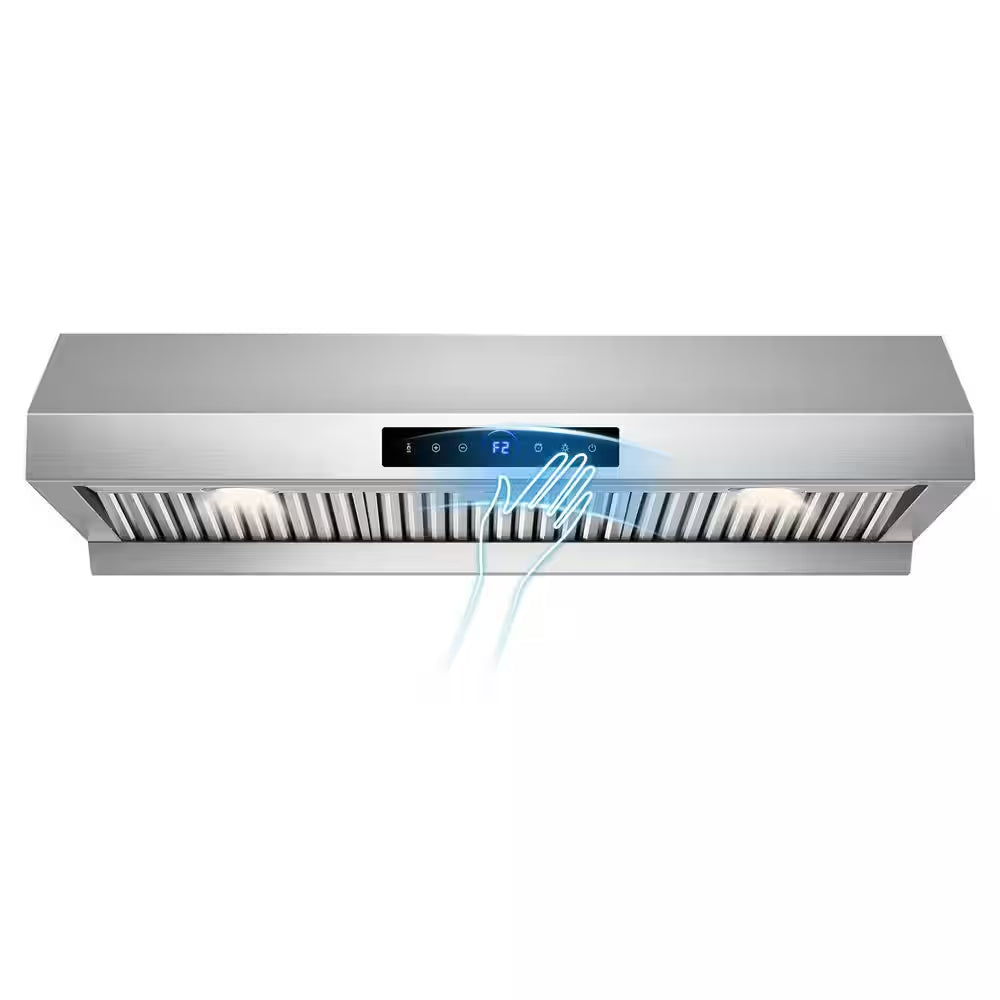 36 In. 900 CFM Stainless Steel Range Hood with 4-Speed Settings, Remote Control, LED, Gesture Control Detachable Oil Cup