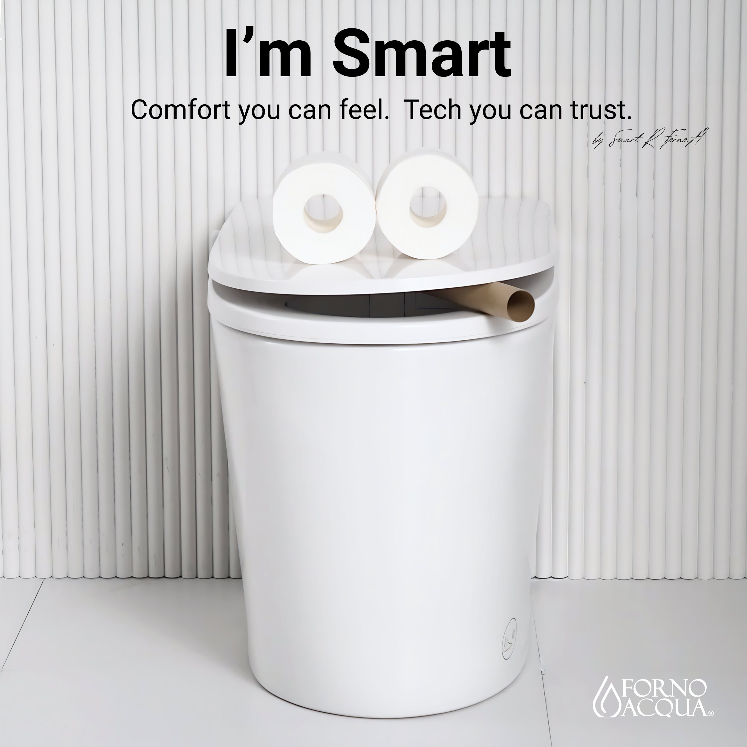 FORNO ACQUA Luxurious Smart Toilet. Includes Auto Flush, Powerful Flush, sleek tankless design Ideal for Powder Rooms.