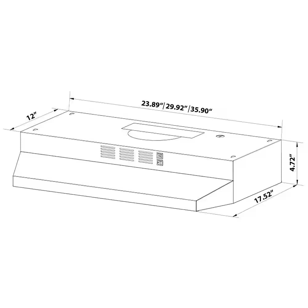 36-In Stainless Steel under Cabinet Range Hood with Charcoal Filter
