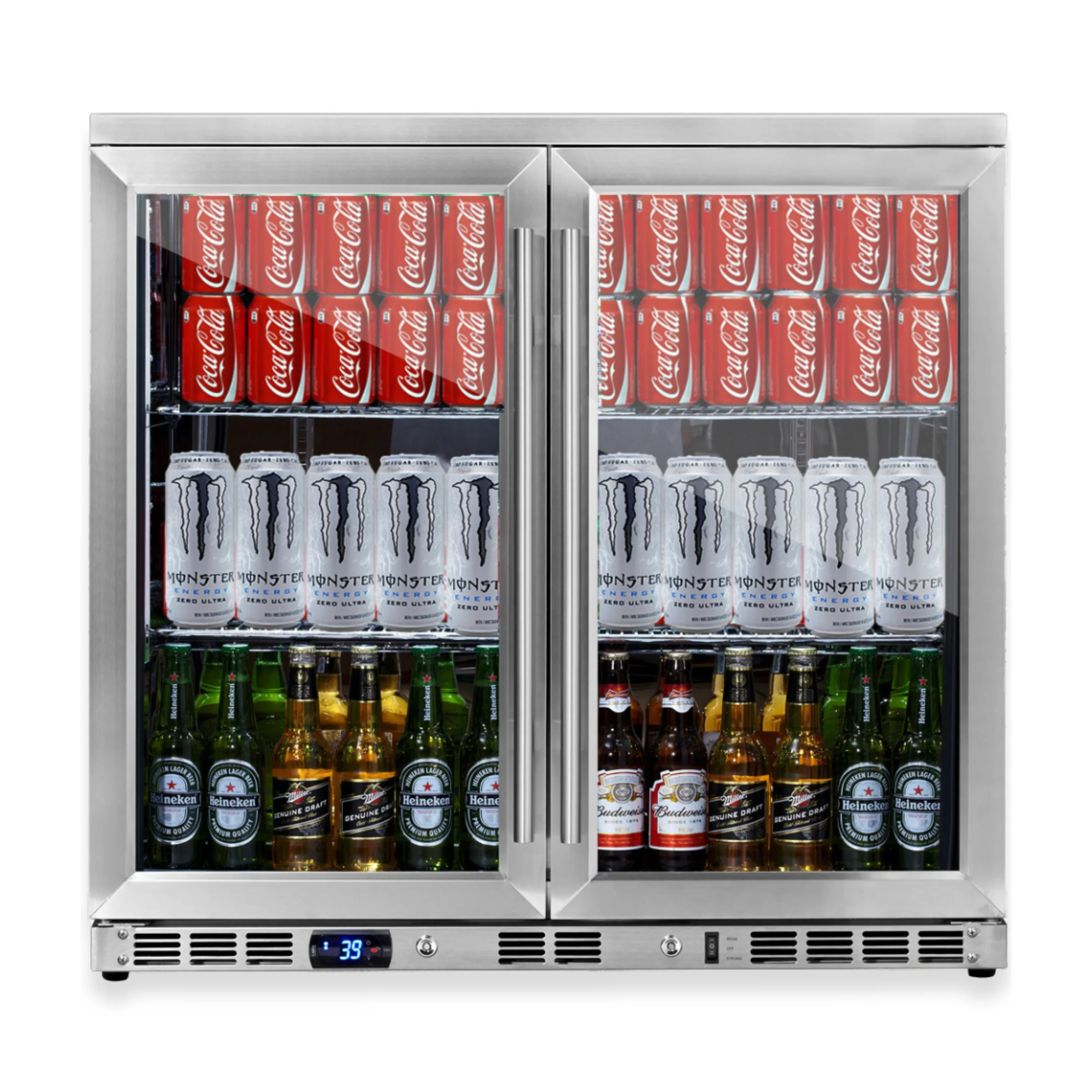 36-Inch Heating Glass Dual Door Built in Beverage Fridge